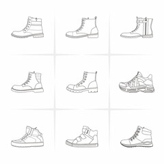 shoes sketch line art compilation vector