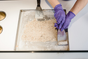 making a delicious ice cream rolls