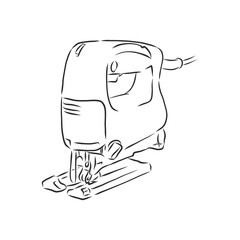 Hand drawn sketch illustration of electric jig saw vector. electric jigsaw vector sketch illustration