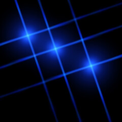 Neon round shining object in the dark. Blue starlights	