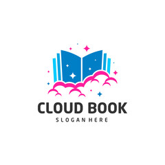 Fototapeta na wymiar Cloud book logo design vector template for online education, library and bookstore concept logo vector, Icon symbol