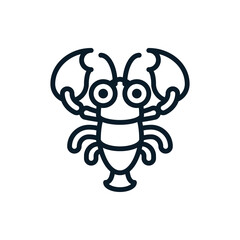 Lobster outline icons. Vector illustration. Editable stroke. Isolated icon suitable for web, infographics, interface and apps.