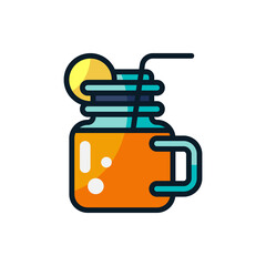 Glass of juice filled outline icons. Vector illustration. Editable stroke. Isolated icon suitable for web, infographics, interface and apps.