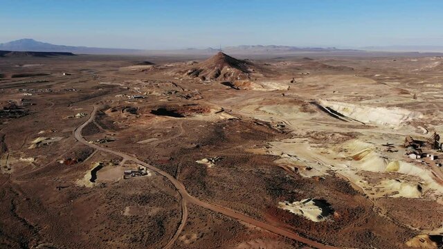 Aerial Pan of Mining Remains at Goldfield Nevada - Aerial Drone
