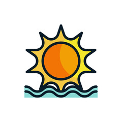 Sun, sunset, sunrise filled outline icons. Vector illustration. Editable stroke. Isolated icon suitable for web, infographics, interface and apps.