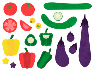 手描き風　夏野菜のイラストセット