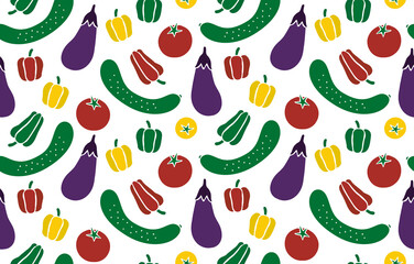 手描き風　夏野菜のシームレスパターン