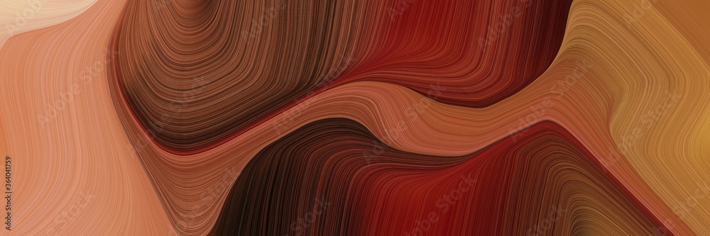 Poster flowing colorful waves backdrop with saddle brown, very dark red and peru colors. can be used as pos