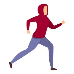 Fototapeta na wymiar Morning running in hoddie icon. Cartoon of morning running in hoddie vector icon for web design isolated on white background