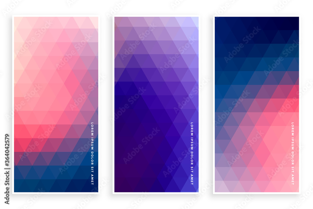Poster stylish triangle pattern banner set of three