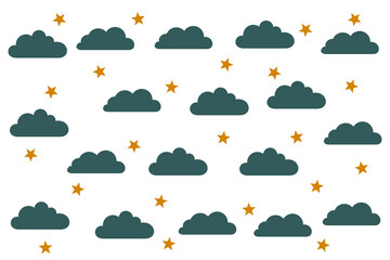 Obraz premium clouds and stars cute pattern background design