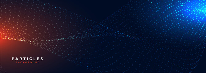 glowing digital technology particles wide banner design