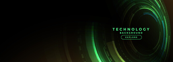 technology green banner with digital diagram design