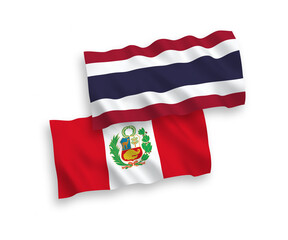 Flags of Peru and Thailand on a white background