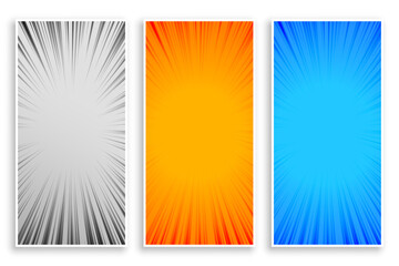 zoom line rays abstract banners set of three