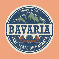 Abstract stamp or emblem with the text Bavaria