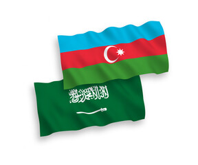 Flags of Saudi Arabia and Azerbaijan on a white background