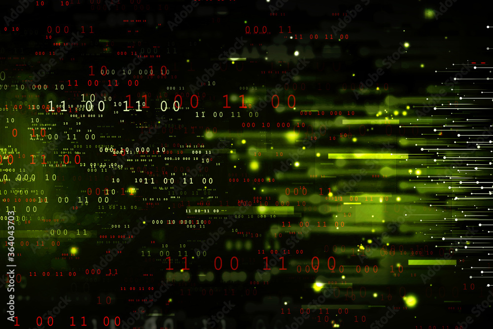 Poster 2d illustration abstract digital binary data on computer screen