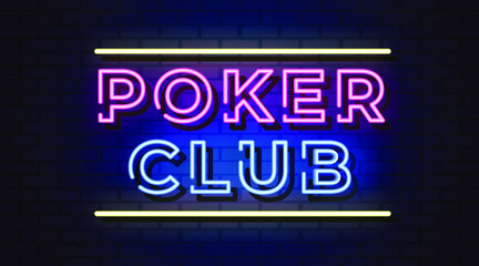 Fototapeta premium Poker club neon sign, neon symbol