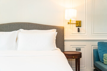 White pillow and blanket decoration interior