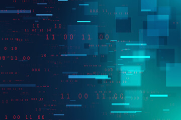 2d illustration abstract digital binary data on computer screen