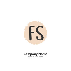 F S FS Initial handwriting and signature logo design with circle. Beautiful design handwritten logo for fashion, team, wedding, luxury logo.