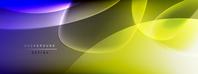 Vector abstract background - liquid bubble shapes on fluid gradient with shadows and light effects. Shiny design template for text