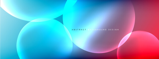 Vector abstract background liquid bubble circles on fluid gradient with shadows and light effects. Shiny design templates for text