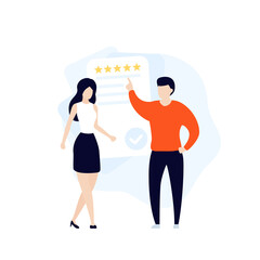feedback and review, vector icon with people