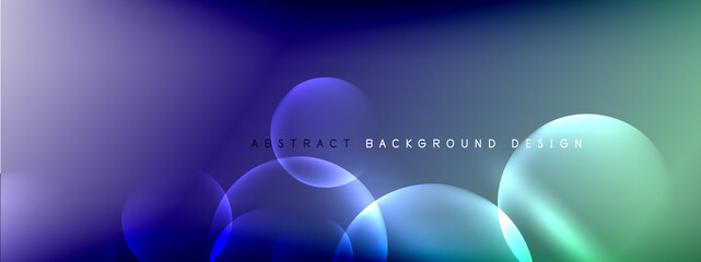Vector abstract background liquid bubble circles on fluid gradient with shadows and light effects. Shiny design templates for text