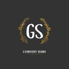G S GS Initial handwriting and signature logo design with circle. Beautiful design handwritten logo for fashion, team, wedding, luxury logo.