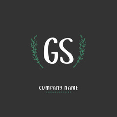 G S GS Initial handwriting and signature logo design with circle. Beautiful design handwritten logo for fashion, team, wedding, luxury logo.