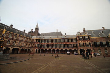 Fototapeta na wymiar Buildings of the government center Binnenhof in The Hague .