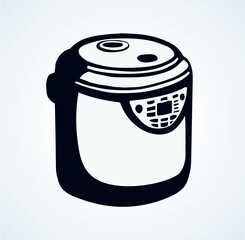 Pressure cooker. Vector drawing machine