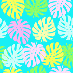 Fototapeta na wymiar Monstera leaves seamless pattern vector. Tropic leaves print for textile, fabric, wrapping, apparel