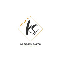 K S KS Initial handwriting and signature logo design with circle. Beautiful design handwritten logo for fashion, team, wedding, luxury logo.
