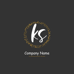 K S KS Initial handwriting and signature logo design with circle. Beautiful design handwritten logo for fashion, team, wedding, luxury logo.