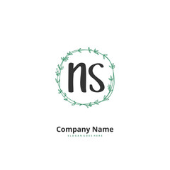 N S NS Initial handwriting and signature logo design with circle. Beautiful design handwritten logo for fashion, team, wedding, luxury logo.
