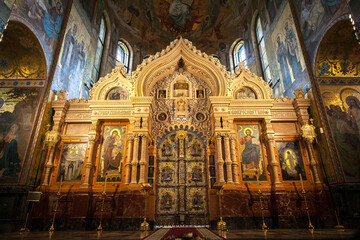 Interior of Church of the Savior on Blood (renovate statue), famous attractions in Saint Petersburg, Russia