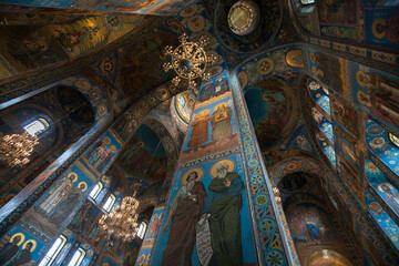 Obraz premium Interior of Church of the Savior on Blood (renovate statue), famous attractions in Saint Petersburg, Russia
