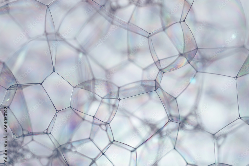 Aufkleber Close up Beautiful abstract soap bubbles. Background pattern for design. Macro photography view.