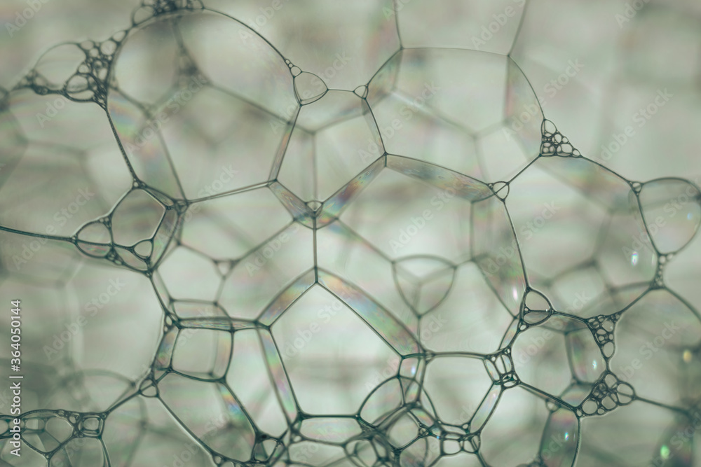 Aufkleber Close up Beautiful abstract soap bubbles. Background pattern for design. Macro photography view.