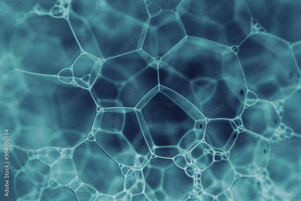 Aufkleber Close up Beautiful aqua abstract soap bubbles. Background pattern for design. Macro photography view.