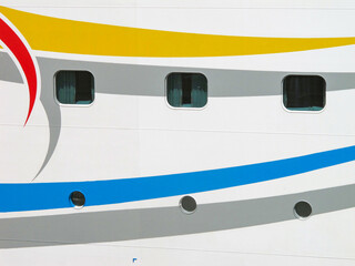 Modern cruiseship or cruise ship liner in port of Malaga, Spain during Mediterranean cruising in...