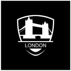 London United Kingdom.vintage shield logo and silhoutte  design in vector illustration.clothing,apparel and other uses.Eps10