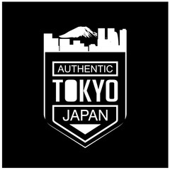 Tokyo Japan.vintage shield logo and silhoutte  design in vector illustration.clothing,apparel and other uses.Eps10