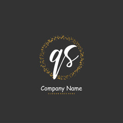 Q S QS Initial handwriting and signature logo design with circle. Beautiful design handwritten logo for fashion, team, wedding, luxury logo.