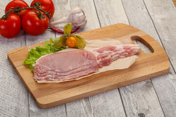Raw pork bacon