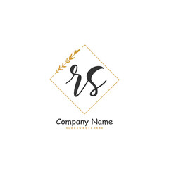 R S RS Initial handwriting and signature logo design with circle. Beautiful design handwritten logo for fashion, team, wedding, luxury logo.