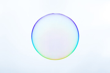 Transparent soap bubble isolated on white background